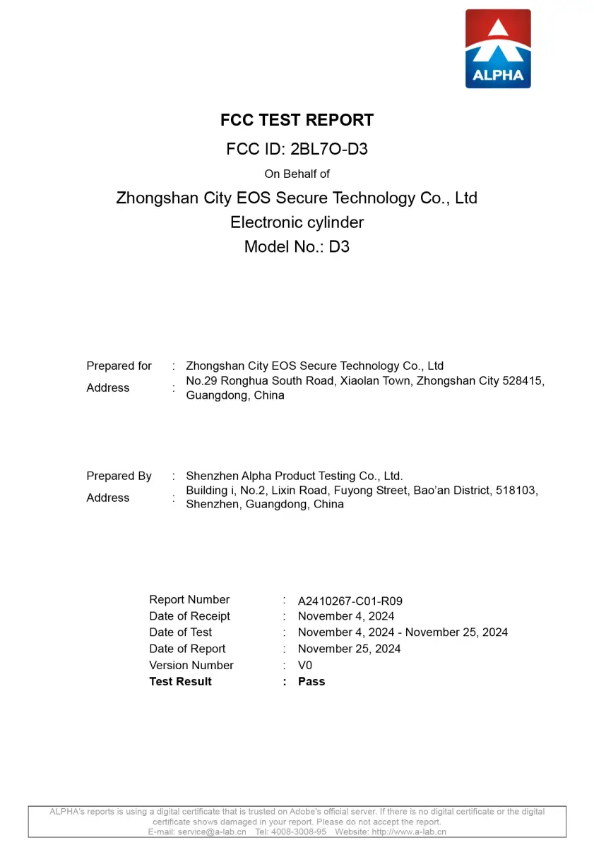 FCC test report
