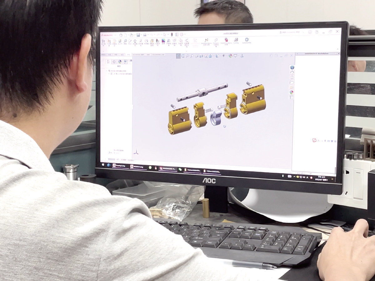 designer creating a custom lock cylinder design